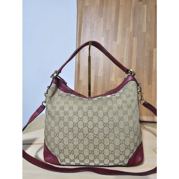 GUCCI GG Monogram Large Margaux Hobo Burgundy - Picture 3 of 12
